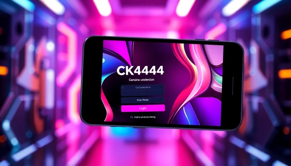 Screen showing ck4444 login app android interface with secure login options and vibrant gaming visuals for easy access.