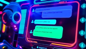 Vivid scene of a digital AI interface highlighting unfiltered NSFW AI chat interactions for screen readers.