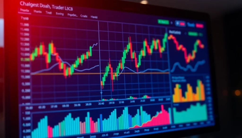 Trading view platform displaying real-time market charts with technical analysis for traders
